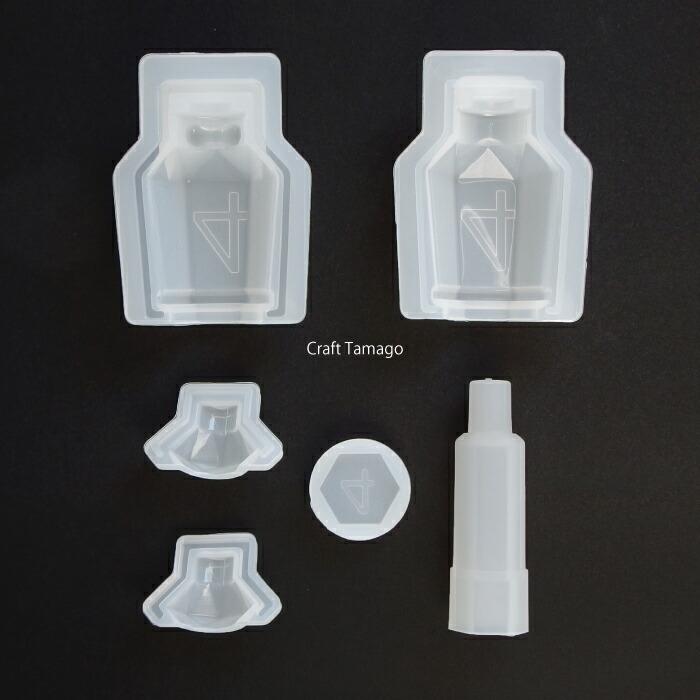 シリコンモールド 香水瓶 パフューム E 立体 3D 六角形 リボン 1セット