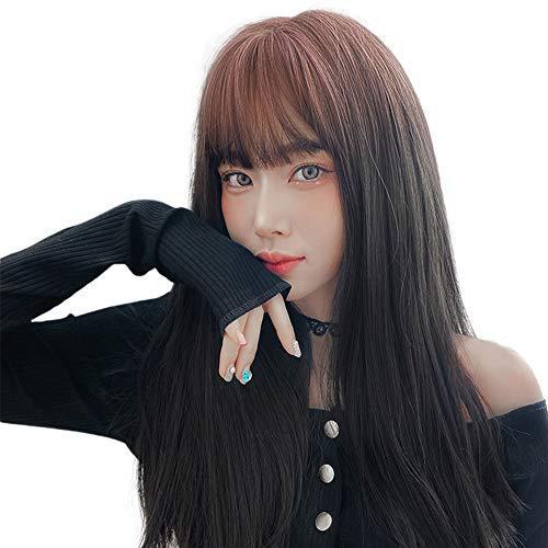 最新入荷 メンズアクセサリー ウイッグ ロング フルウィッグ ストレート かつら レディーズ 耐熱 ぱっつん前髪 自然 小顔 日常 ナチュラル 耐熱 桜色 黒 Www Threeriversofs Com