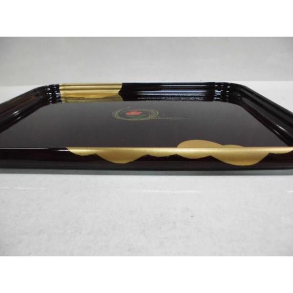 紀州漆器 小判盆/花柄模様入 36．5×27cm ［製造元の在庫品