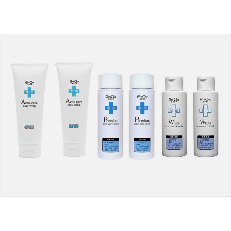 定価14520円分・各2個セット】エミオネ 薬用洗顔＋化粧水＋乳液 ニキビ