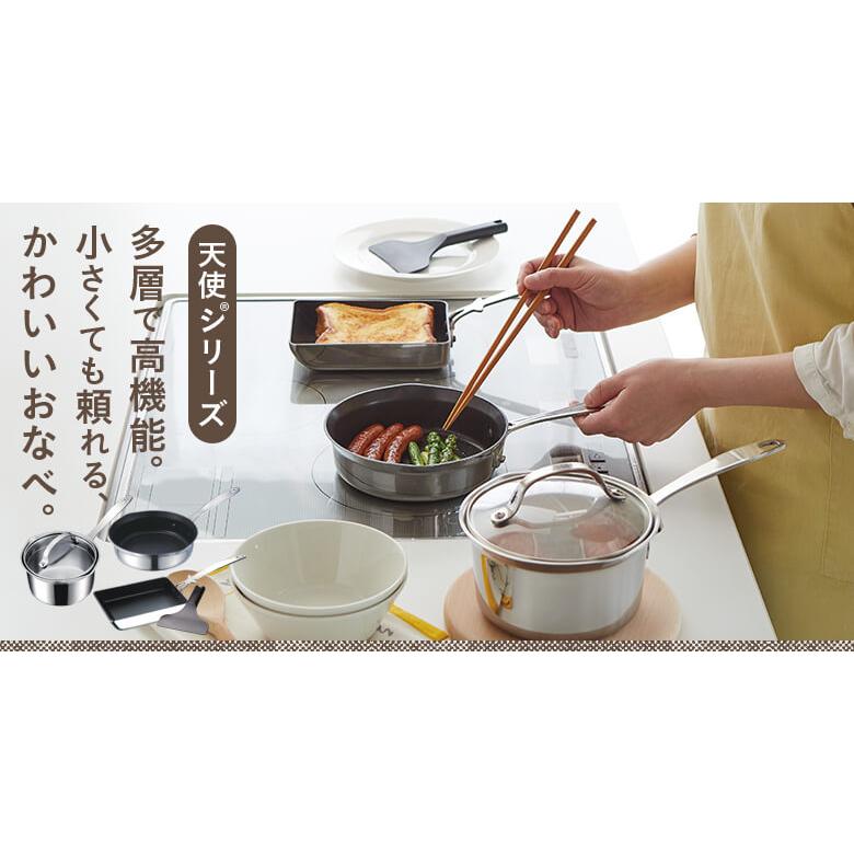 【新品未使用】アサヒ系金属天使のエッグパン ➕シリコンツールセット付き アサヒ軽金属 卵焼き器 エッグパン フライパン IH ガス ターナー付