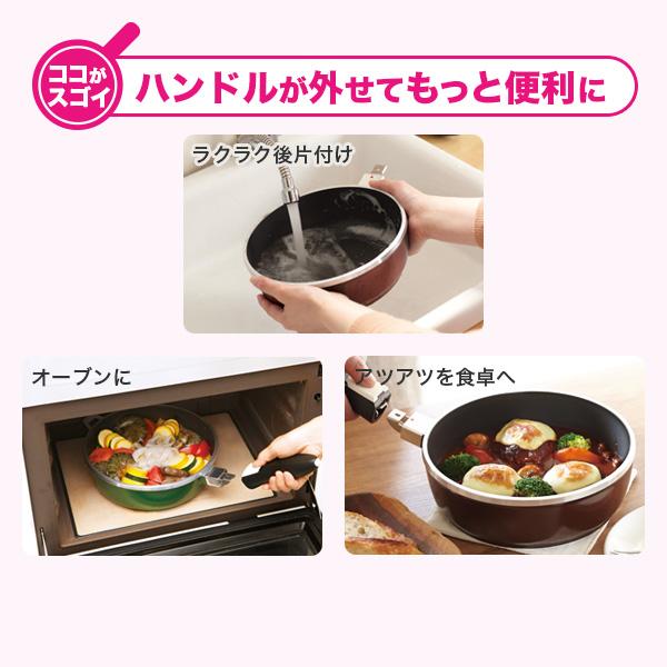フライパン IH ガス 深型 蓋付き ハンドル 取っ手 取り外し オールパン ゼロ 20cm シャンパンゴールド 日本製 鋳物 鋳造 レシピ アサヒ軽金属 公式の画像