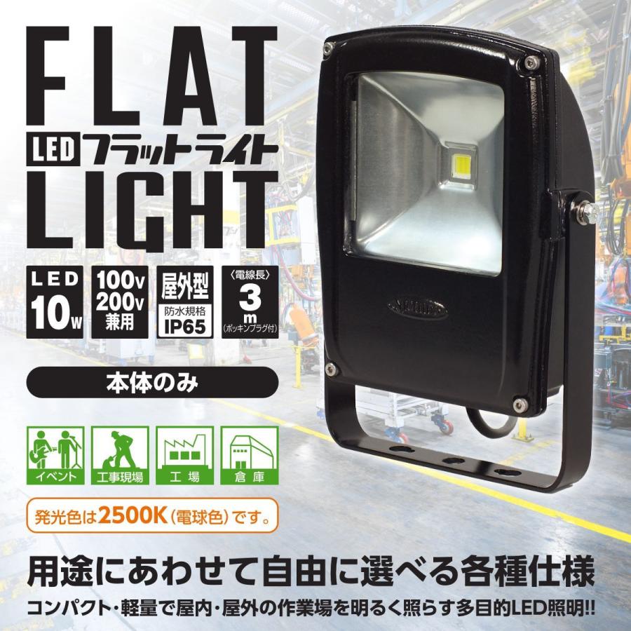 日動工業 【メーカー直送】 LED 投光器 フラットライト10W 本体 黒 