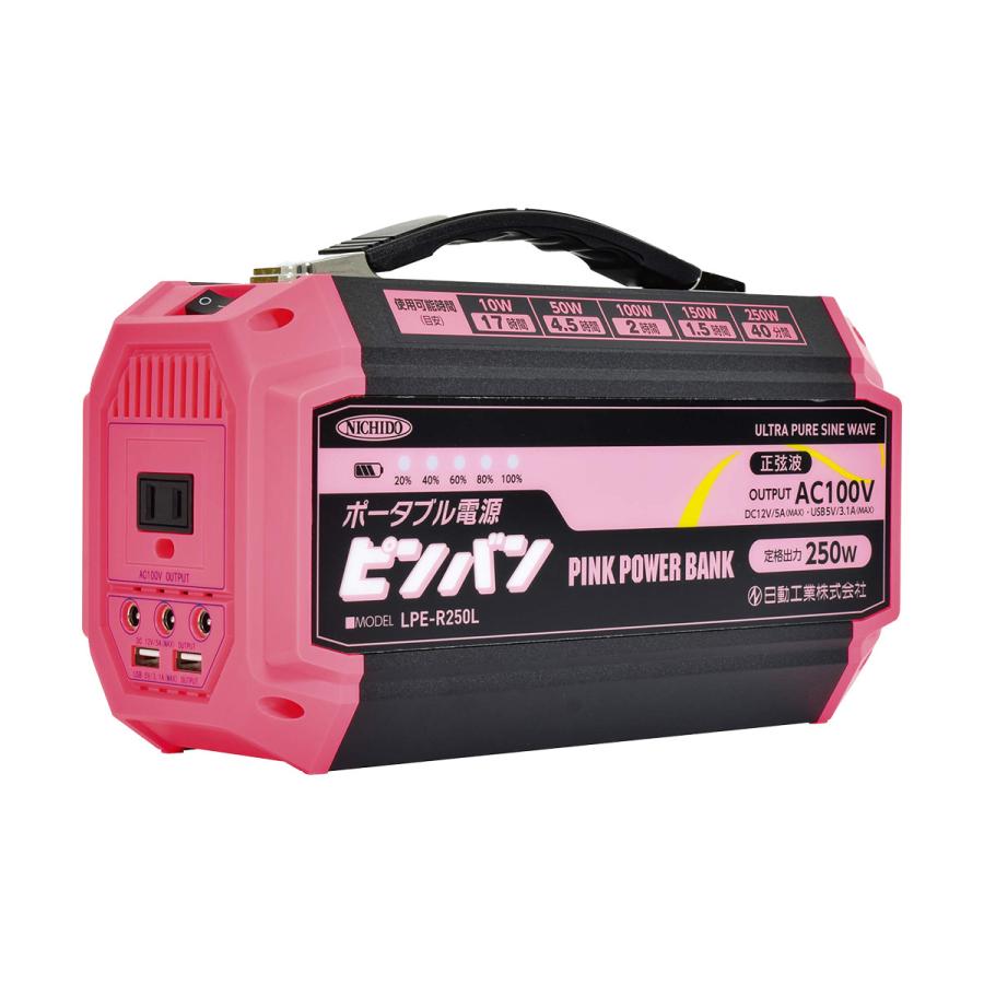 【新品❗未使用❗】日動工業　ピンパン LPE-R250L ポータブル電源　防災 マックス（MAX） 【メーカー直送】 ポータブル電源 ピンバン LPE-R250L
