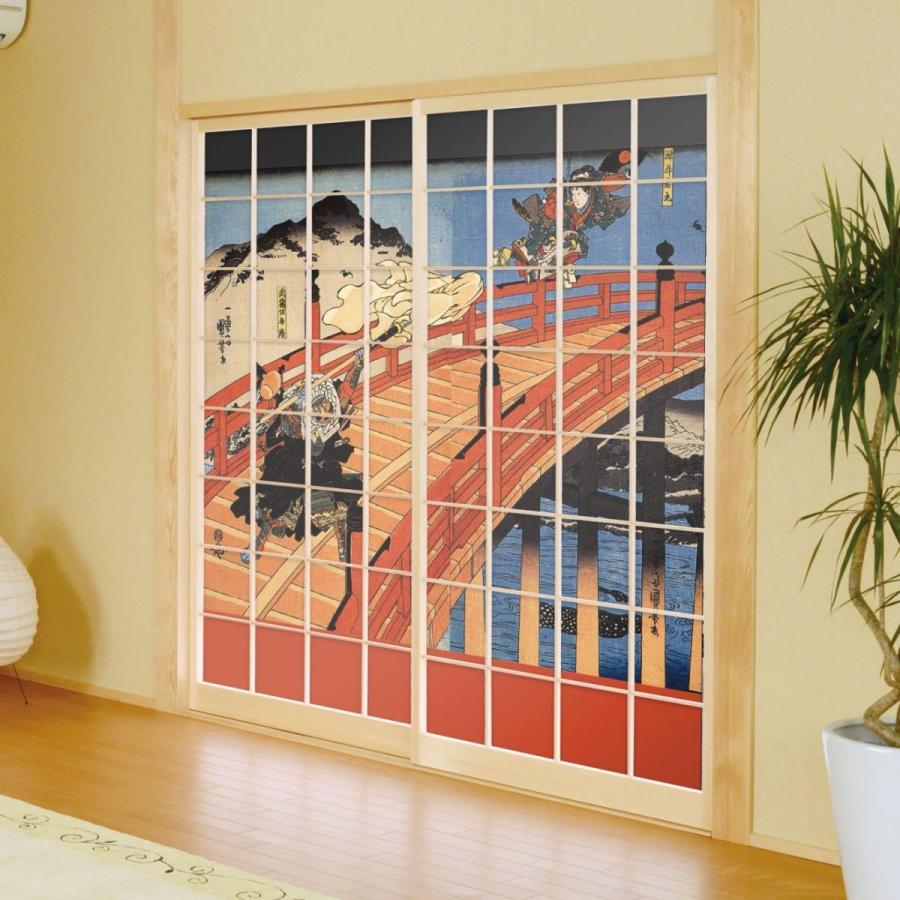アサヒペン 浮世絵 障子紙 歌川国芳 義経一代記 五条ノ橋之図 2枚1組 