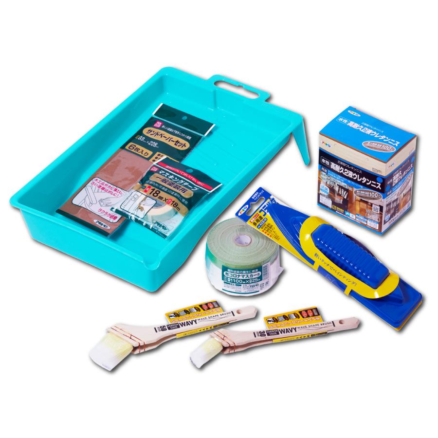 アサヒペン テーブル塗装Aセット 水性高耐久2液ウレタンニス 300g 塗料