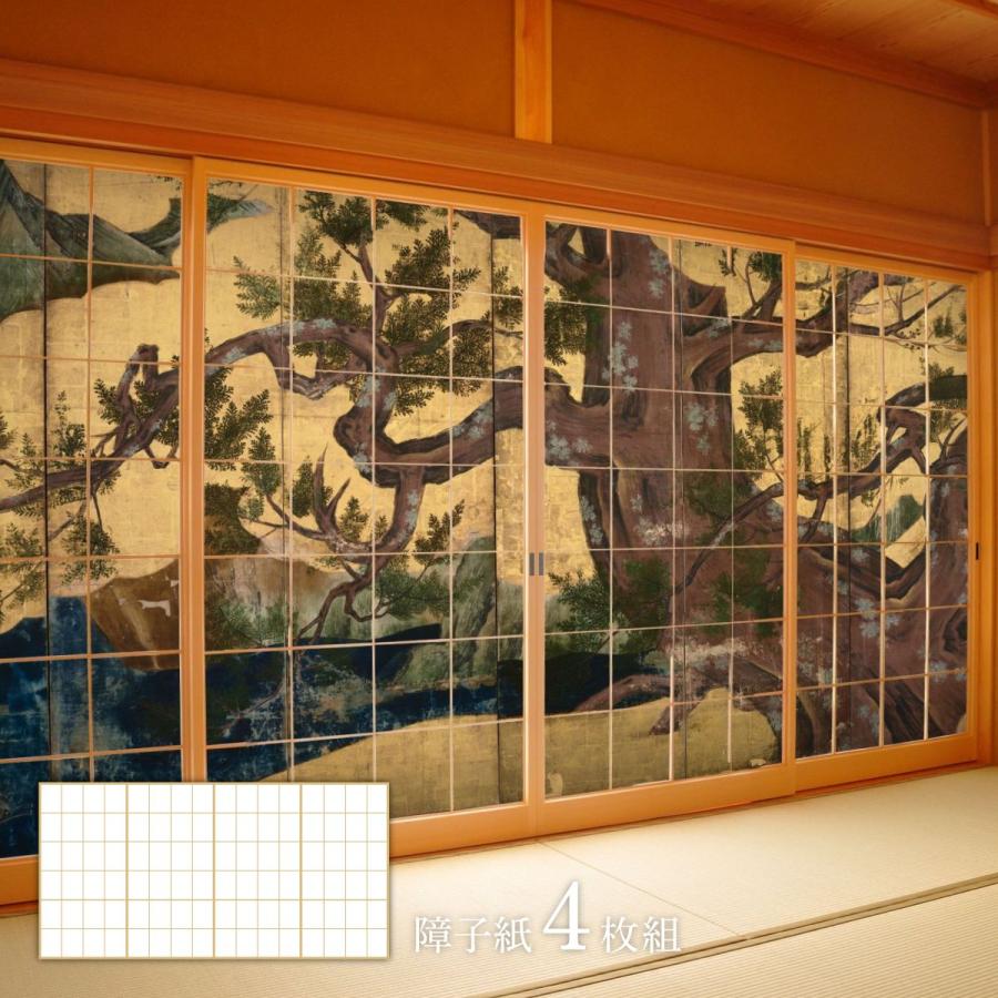 アサヒペン 障子 デザイン障子紙 三尺四枚建て 日本の名画 狩野永徳 檜