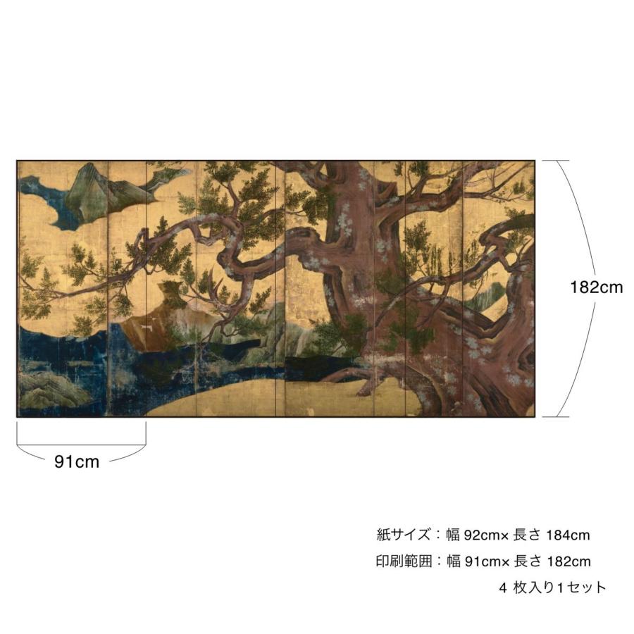 アサヒペン デザインふすま紙 襖紙 三尺四枚建て 日本の名画 狩野永徳