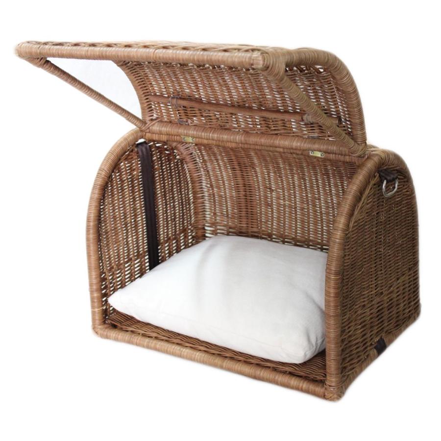 ペット用キャリーベッド ラタンキャリーベッド M ブラウン 猫用 推奨体重〜7kgまで 50×37×43.5cm ペット用品 ペット 爆買の画像