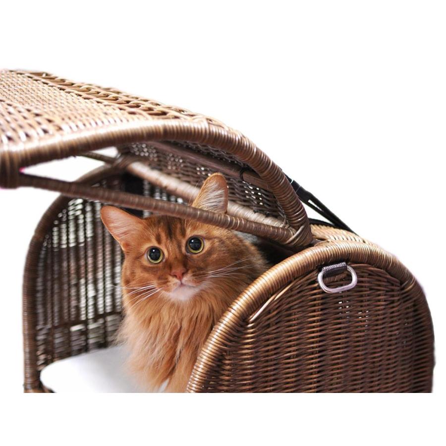 ペット用キャリーベッド ラタンキャリーベッド M ブラウン 猫用 推奨体重〜7kgまで 50×37×43.5cm ペット用品 ペット 爆買の画像