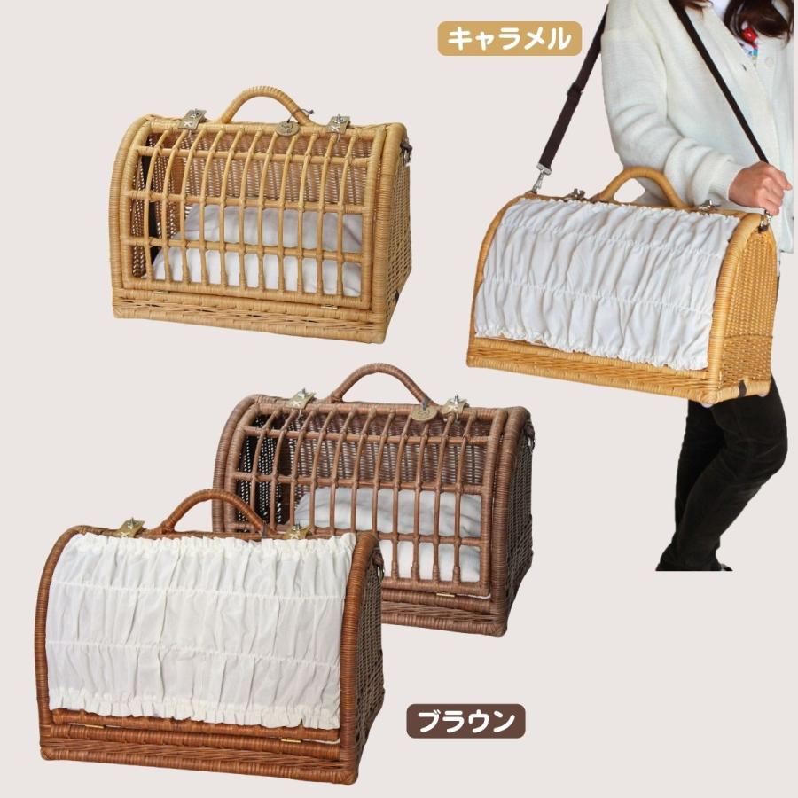 ペット用キャリー ラタンキャリーマイン キャラメル 猫用 推奨体重〜6kgまで ペット用品 ペット 爆買の画像
