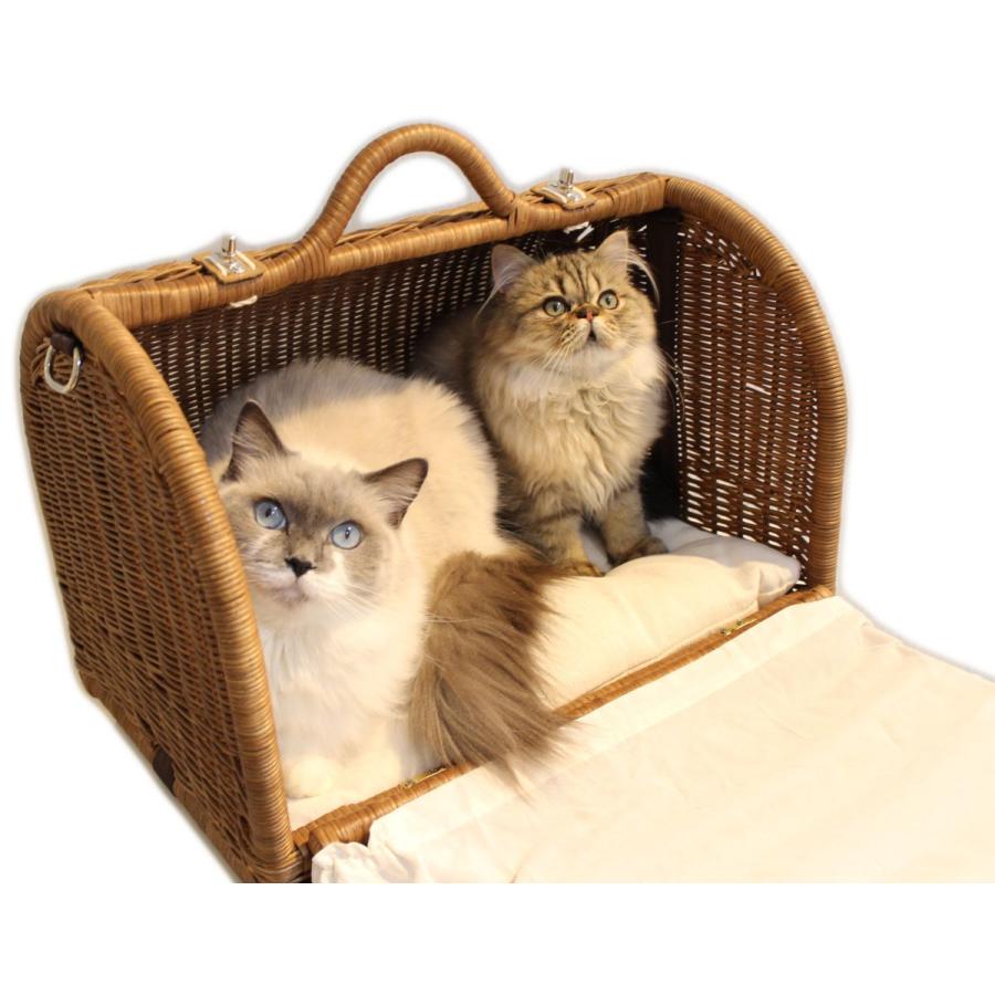 ペット用キャリー ラタンキャリーマイン M ブラウン 猫用 推奨体重〜8kgまで ペット用品 ペット 爆買の画像