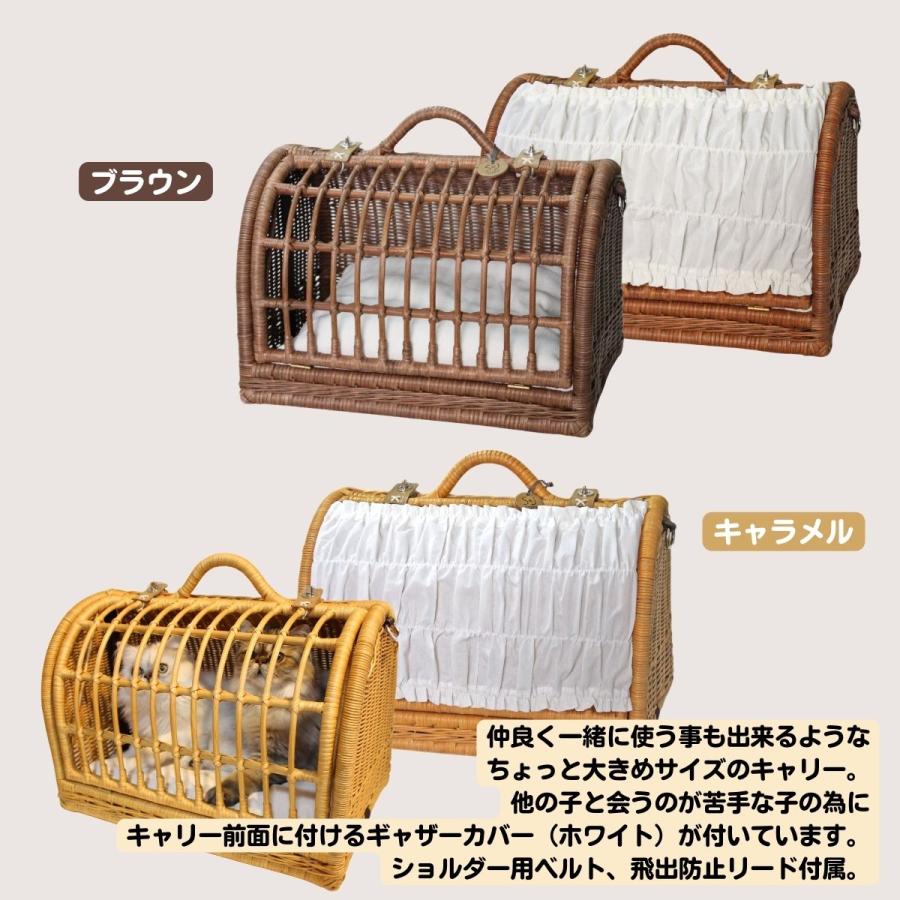 ペット用キャリー ラタンキャリーマイン M ブラウン 猫用 推奨体重〜8kgまで ペット用品 ペット 爆買の画像