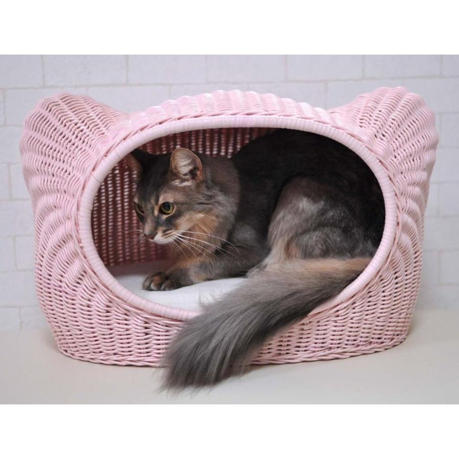 ペット用ハウス ラタンキティハウス ピンク 猫用 推奨体重〜7kg