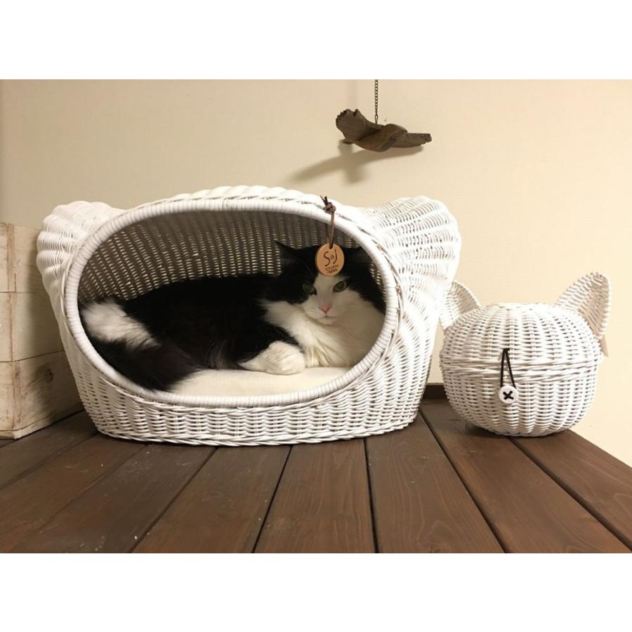 ペット用ハウス ラタンキティハウス ホワイト 猫用 推奨体重〜7kgまで