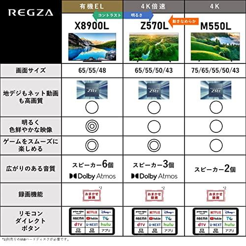 お値下げ レグザ 55インチ 4K液晶テレビ 55Z570L 4Kチューナー内蔵 外付けHDD 裏番組録画 スマートテレビ (2022年モデル) 【1792099756】(62624円)