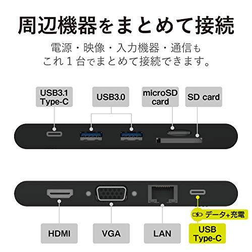 銀座通販 エレコム ドッキングステーション USB-C ハブ PD対応Type-C×2/USB3.0×2/HDMI/D-sub/LAN/SD+microS