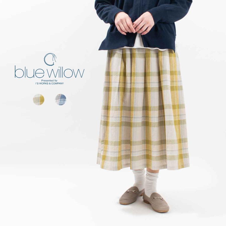 blue willows 未使用品　リネンチェックスカート blue willows 未使用品 リネンチェックスカート blue willows 未