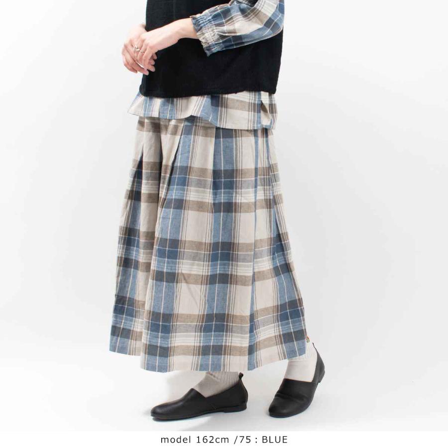 blue willow ブルーウィロー コットンリネンチェックタックス