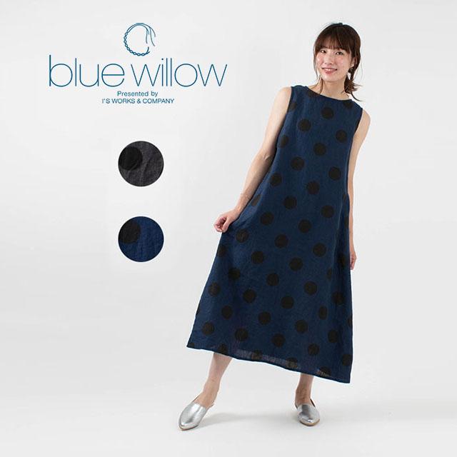 Blue Willow リネンドットプリント ノースリーブワンピース 0us ナチュラルファッション ナチュラル服 40代 50代 大人コーデ 0us First Yahoo 店 通販 Yahoo ショッピング