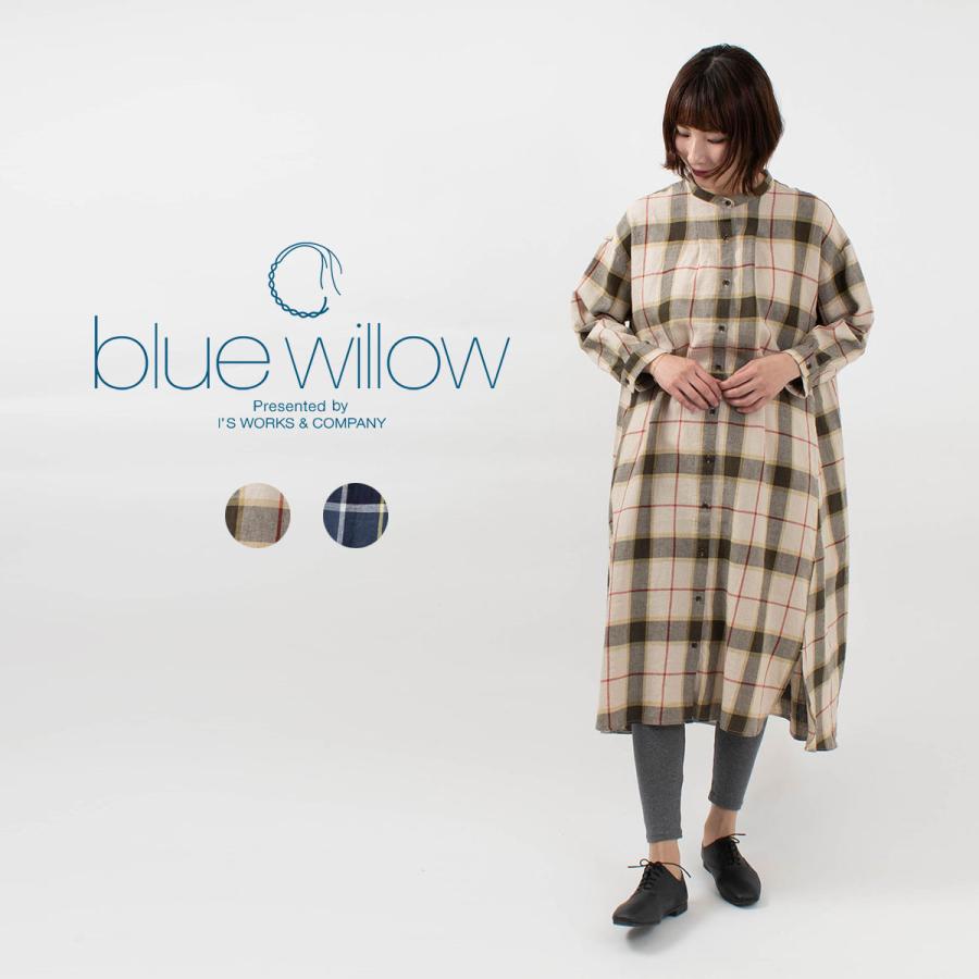 Blue Willow ブルーウィロー コットンリネンツイル チェック羽織りワンピース 021fp ナチュラルファッション ナチュラル服 40代 50代 大人コーデ 021fp First Yahoo 店 通販 Yahoo ショッピング