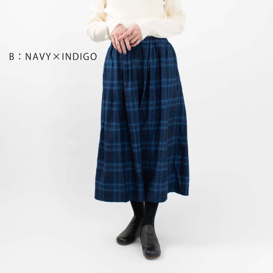 ichi イチ インディゴツイルチェックスカート 220713 秋 冬 ナチュラル