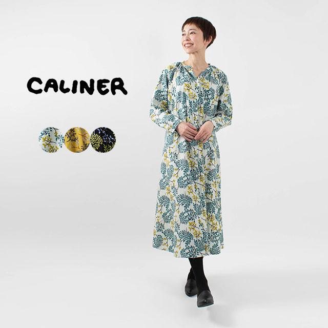 Caliner Swagプリント ミニスタンド衿ギャザーネック 前開きワンピース ナチュラル服 40代 50代 大人コーデ 大人かわいい First Yahoo 店 通販 Yahoo ショッピング