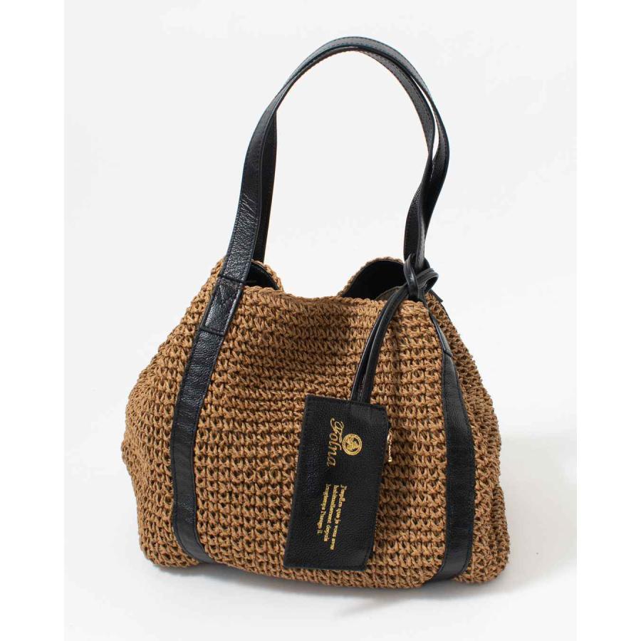 フォルナ　ペーパー　レザーハンドル　トートバッグ　かごバッグ　新品　ブラック Folna フォルナ かごバッグ ペーパー トートバッグ BASKET