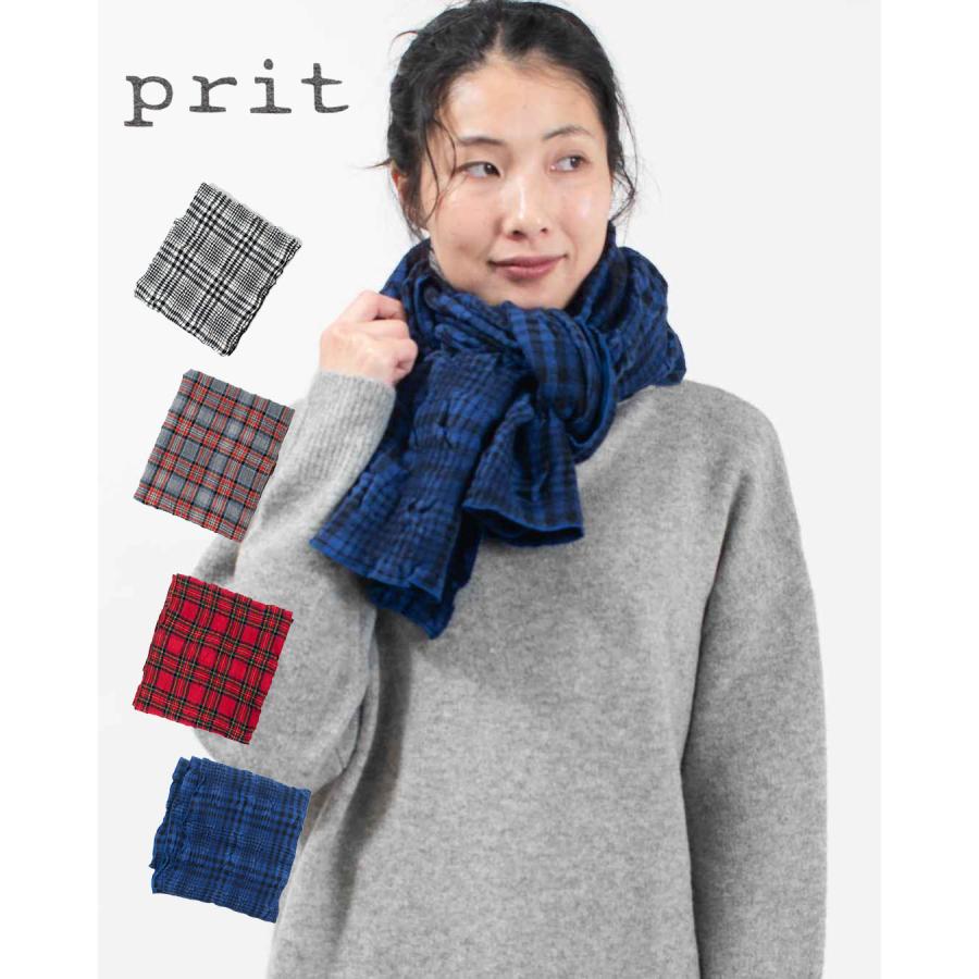 prit（プリット） ウールコットンチェックストール P00640レディース