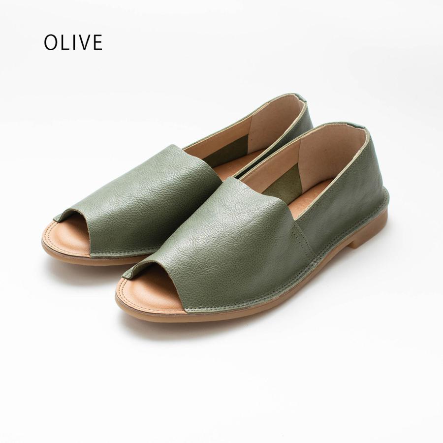 Recipe レシピ レザー オープントゥスリッポン RP-255 レザーシューズ