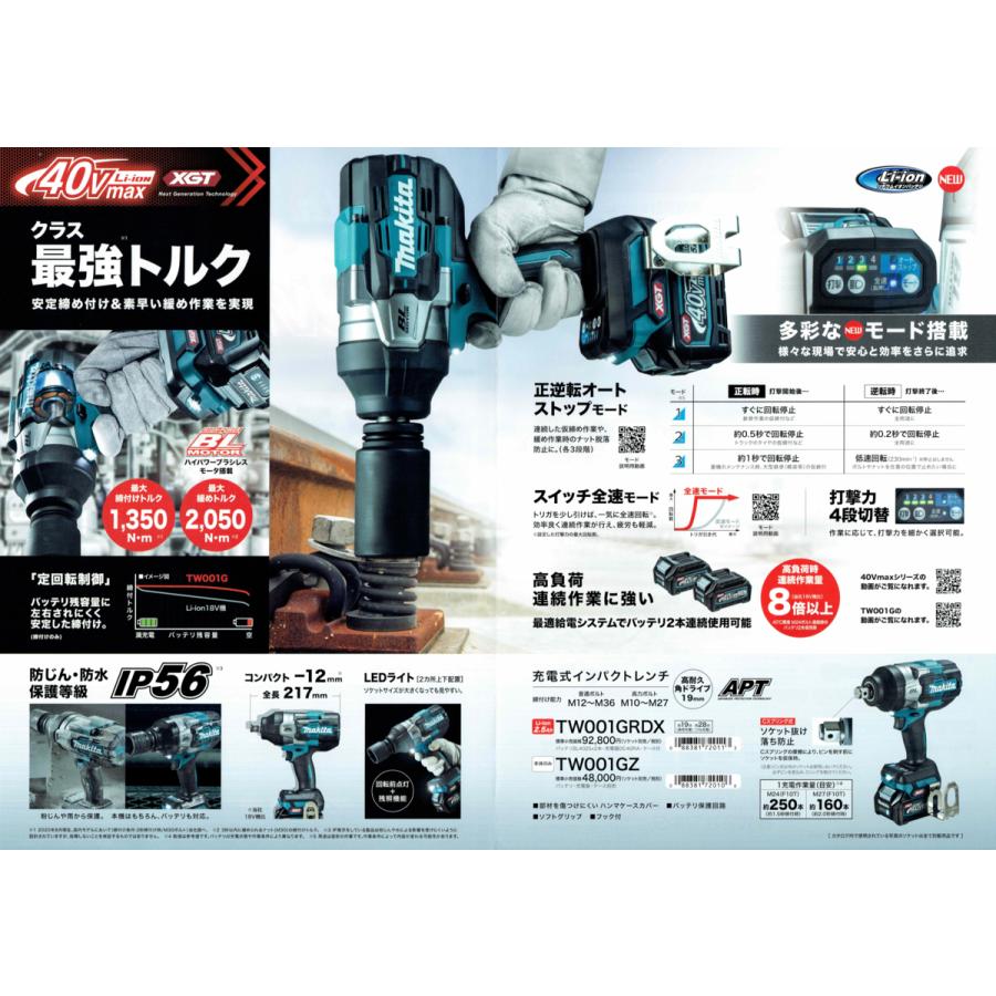 マキタ 40VMax 充電式インパクトレンチ TW001GRDX セット 2.5Ah マキタ 40VMax 充電式インパクトレンチ TW001GRDX セット 2.5Ah