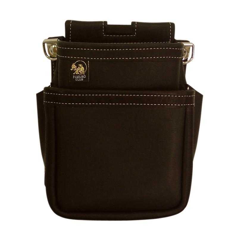 FUKURO CLUB ふくろ倶楽部 朱雀 腰袋(中)2段 黒 SZ-873-2 本革 牛革 腰