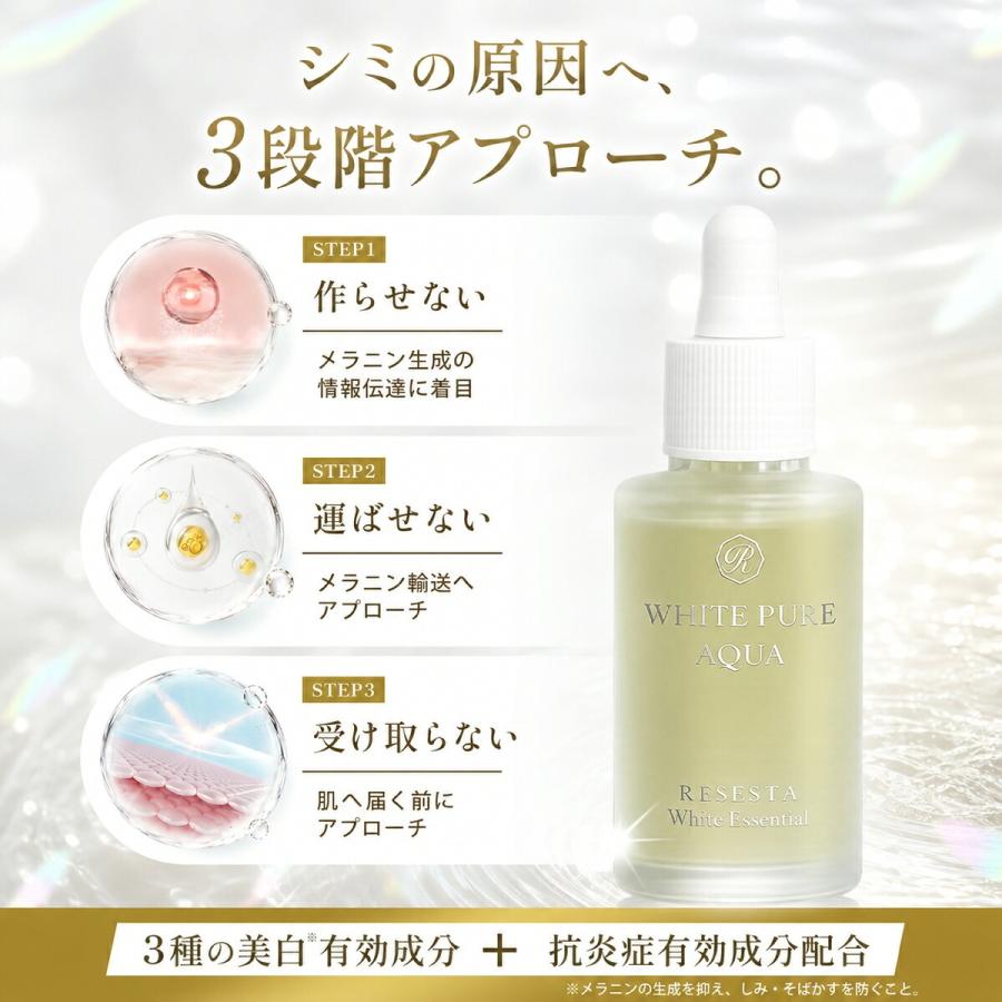 美白 美容液 プラセンタ RESESTA WHITE PURE AQUA しみ そばかす シミ