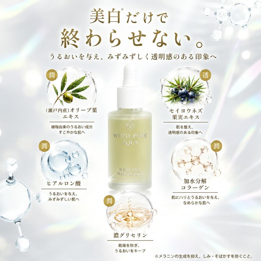 美白 美容液 プラセンタ RESESTA WHITE PURE AQUA しみ そばかす シミ