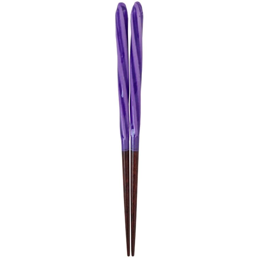 お箸 あめ玉 ネジリ 紫 18cm 日本製 かわいい おはし パープル ハシ