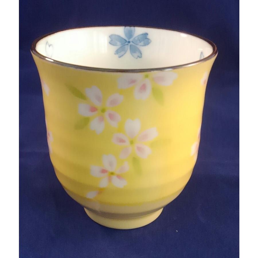 湯飲み イエロー さくら 京桜 美濃焼 和食器 湯呑み コップ サクラ 