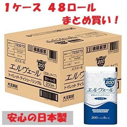 トイレットペーパー 200m 1箱 8パック入 芯なし ロングタイプ シングル 白 無地 無香料 まとめ買い 備蓄 予備 業務用 エコ 家庭用 スーパーロング 日本製 災害用