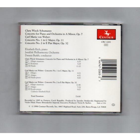 クララ・シューマン、ウェーバー ピアノ協奏曲 Elizabeth Rich(ピアノ) CD ))ff-0759｜asakimusic｜02
