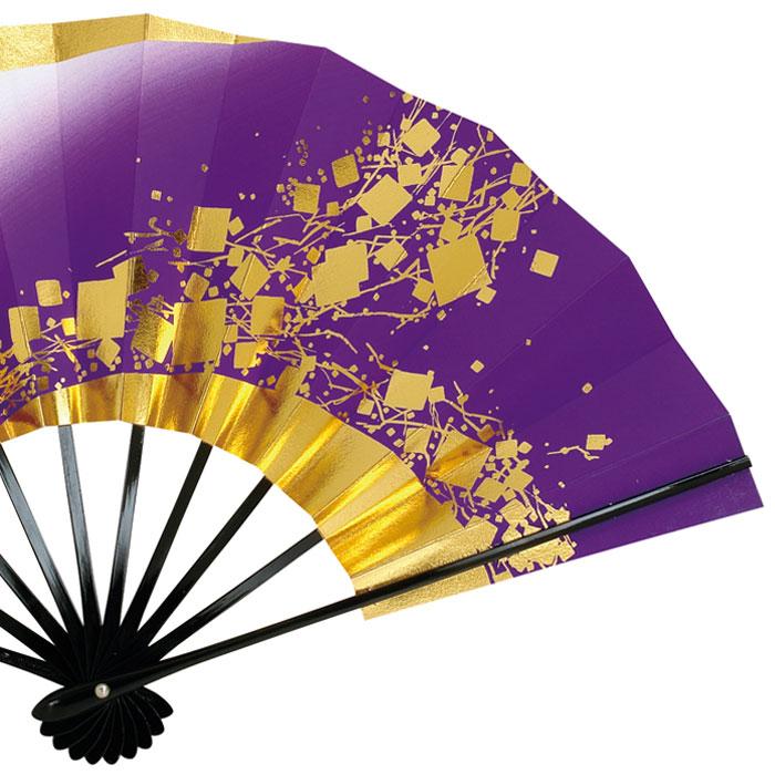 舞扇子 紫ぼかし 金箔 扇子箱付 日本製 日本舞踊 （o舞2274） 舞踊