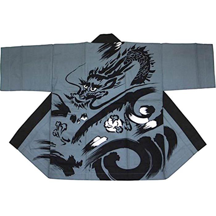 法被 半纏 グレー 龍 はっぴ ハッピ 祭 メンズ レディース （sに9301