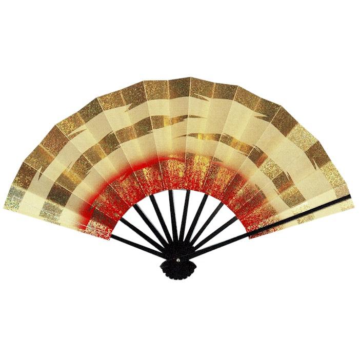 舞扇子 赤白金箔模様 ⑰ 舞扇子 金ホロ箔 赤 扇子箱付 日本製 舞踊 扇子 舞扇 踊り （白川1301