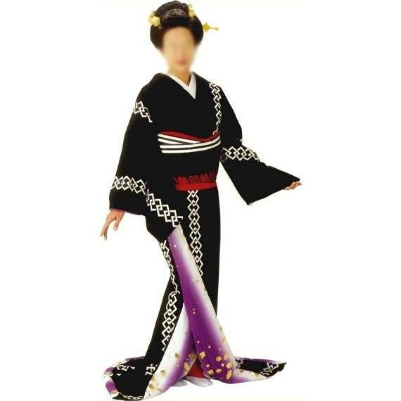 裾引き 裾一重 k暮62104 すそひき 裾引 黒 吉原つなぎ 引き摺り お引き