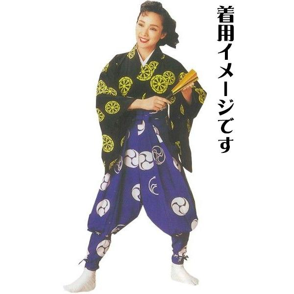 たっつけ袴 ブルー 三つ巴 南京玉すだれ 手古舞 袴 （s妙8706） 仕立