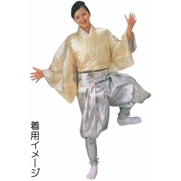 着物 袴下着物 白 金 市松 仕立上り 半着付け （s8754） 仕立上がり 袴姿 大道芸 南京玉すだれ 手古舞 踊り まつり 日本舞踊 時代劇 取寄せ商品_1
