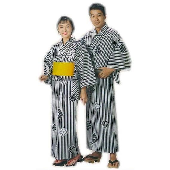 浴衣 白 縞 三枡 メンズ レディース 小紋 仕立上り ゆかた 祭 （s杉