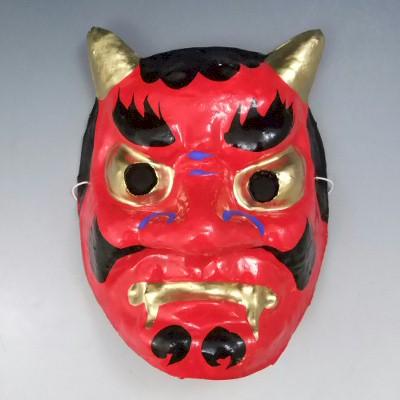 お面 赤鬼 踊り 小道具 赤 （s3282） 節分 豆まき 鬼 日舞 日本舞踊
