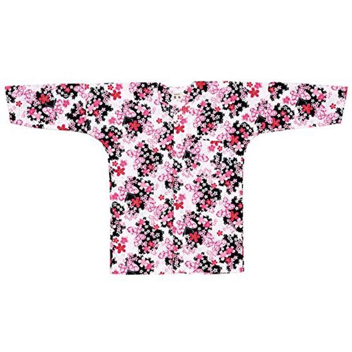 鯉口シャツ ピンク 黒 蝶 桜 M L k騎60530 祭り まつり 大人取寄せ商品 
