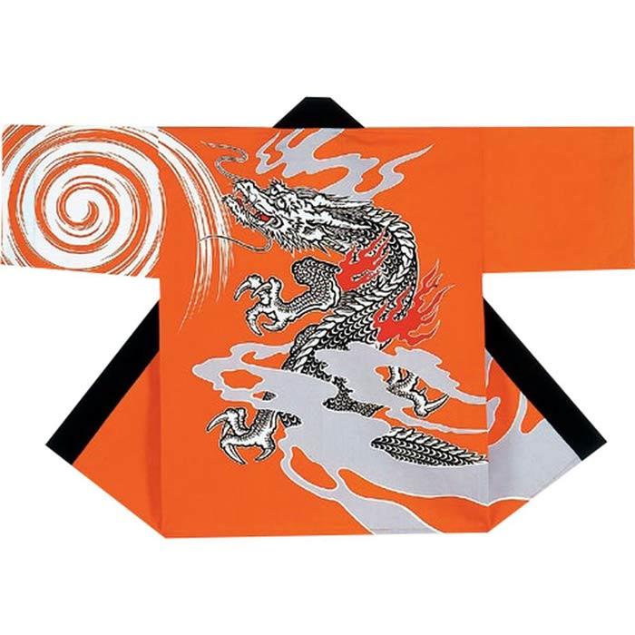 法被 半纏 オレンジ 龍 はっぴ ハッピ 祭 メンズ レディース （m若6224