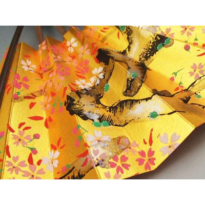 扇子 飾扇子 7寸5分セット 金 桜 扇子立付き 箱入り (s扇3870） 飾り