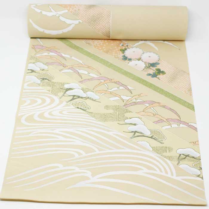 付け下げ 反物 絵羽 波 松 露芝 菊 踊り 舞台 着物 未仕立て 附下 化繊